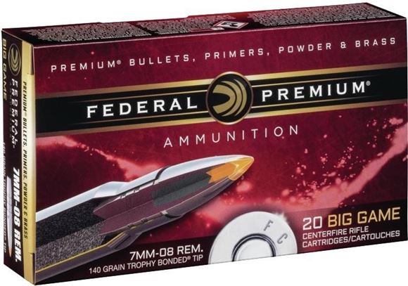 Picture of Federal Vital-Shok Rifle Ammo - 7mm-08 Rem, 140Gr, Trophy Bonded Tip, 20rds Box