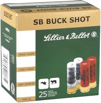 Picture of Sellier & Bellot Hunting Shotgun Ammo, SB Plastik Buckshot - 12Ga, 2-1/2", 00 Buck, 9 Pellets, 25rds Box