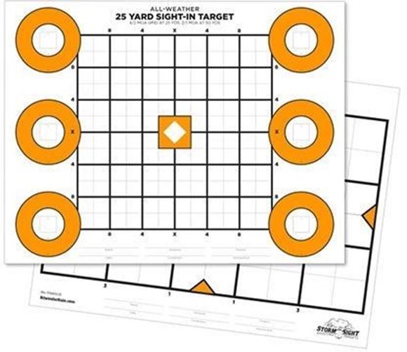 Picture of Rite In The Rain, Storm Sight Paper Targets - All Weather Zeroing Target, 8.5"x11" Double Sided Sheets, 25yd / 100yd, 25 Pack