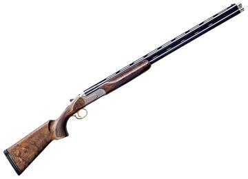 Picture of Akkar Churchill 206 Sporting Over/Under Shotgun - 12Ga, 3", 32", Wide Vented Rib, Gloss Blue, Hardened Steel Receiver, Grade II Oil Finish Walnut Stock, Fiber Optic Front Sight, Extended Mobil Choke (F,IM,M,IC,C)