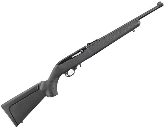 Picture of Ruger 10/22 Compact Rimfire Semi-Auto Rifle - 22 LR, 16.12", Satin Black, Alloy Steel, Black Synthetic Stock, 10rds, Fiber Optic Front & Adjustable Rear Sights