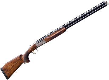 Picture of Akkar Churchill 206 Trap Over/Under Shotgun - 12Ga, 3", 32", Vented Rib, Gloss Blue, Steel Receiver, Select Walnut Stock, Fiber Optic Front Sight, Adjustable Comb, Extended Choke (F,IM,M,IC,C)