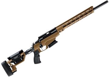 Picture of Tikka T3X Tactical A1, Bolt Action Rifle - 6.5 Creedmoor, 24", Coyote Brown, Semi-Heavy Contour, Threaded, Modular Chassis W/ 13.5" M-LOK Fore-End & Folding Stock w/Adjustable Cheek Piece, Full Aluminum Bedding,10rds, Full length Optic Rail