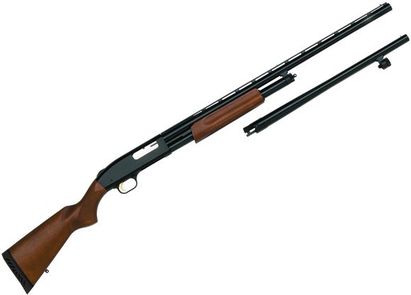 Picture of Mossberg 500 Combo Field/Security Pump Action Shotgun - 12Ga, 3", 28", Vented Rib, Ported, Dual Bead Sights, Accu-Set/18-1/2", Blued, Front Bead Sight, Fixed Cylinder, Crown Grade Wood Stock, 6rds