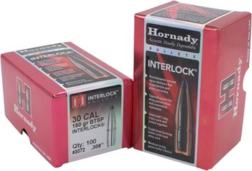 Picture of Hornady Rifle Bullets, InterLock - 30 Caliber (.308"), 180Gr, InterLock BTSP, 100ct Box