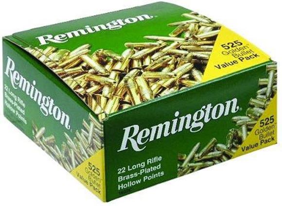 Picture of Remington 21250 Golden Bullet High Velocity Rifle Ammo 22 LR, PHP, 36 Grains, 1280 fps, 525 Rounds, Boxed