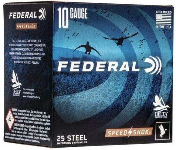 Picture of Federal Speed-Shok Waterfowl Load Shotgun Ammo - 10Ga, 3-1/2", 1-1/2oz, #2, Steel, 1450fps, 25rds Box