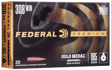 Picture of Federal GM308BH185 Gold Medal Rifle Ammo 308 WIN 185 GR BERGER JUGGERNAUT OTM, 20/box