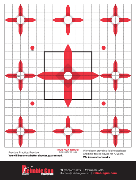 Picture of Reliable Gun Targets, TRUE MOA, 18''X24'', Calibrated for 100 Yards, 20 Pack (Version 4)