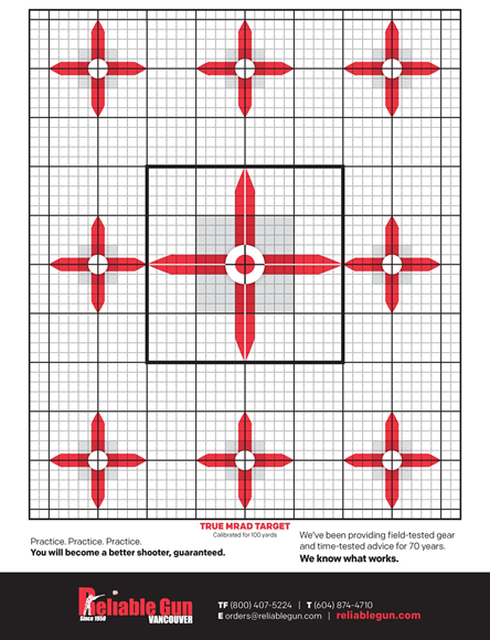 Picture of Reliable Gun Targets, TRUE MRAD, Calibrated for 100 Yards, 20 Pack