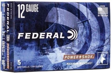 Picture of Federal Power-Shok Shotgun Ammo - 12Ga, 2-3/4'', 00 Buck, 12 Pellets, 1290fps, 250rd Case