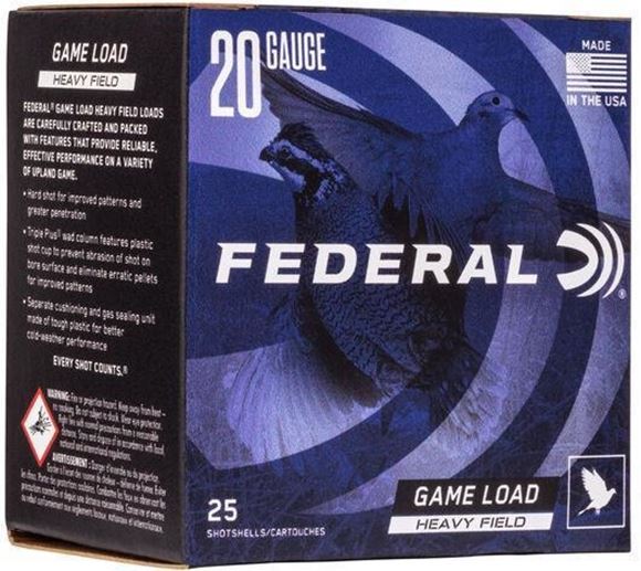 Picture of Federal Game-Shok Upland Heavy Field Load Shotgun Ammo - 20Ga, 2-3/4", 2-1/2DE, 1oz, #7.5, 25rds Box, 1165fps