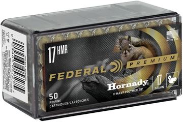 Picture of Federal Premium V-Shok Rimfire Ammo - 17 HMR, 17Gr, Hornady V-Max Polymer Tip, 50rds Box