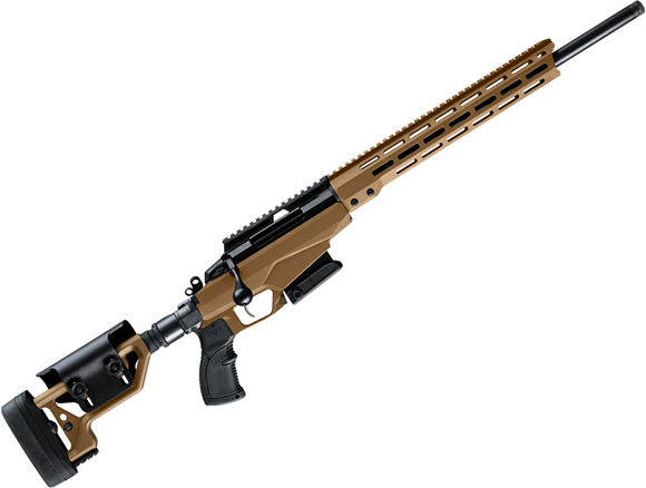 Picture of Tikka T3X Tactical A1, Bolt Action Rifle - 308 Win, 24", Coyote Brown, Semi-Heavy Contour, Threaded, Modular Chassis W/ 13.5" M-LOK Fore-End & Folding Stock w/Adjustable Cheek Piece, Full Aluminum Bedding,10rds, Full length Optic Rail