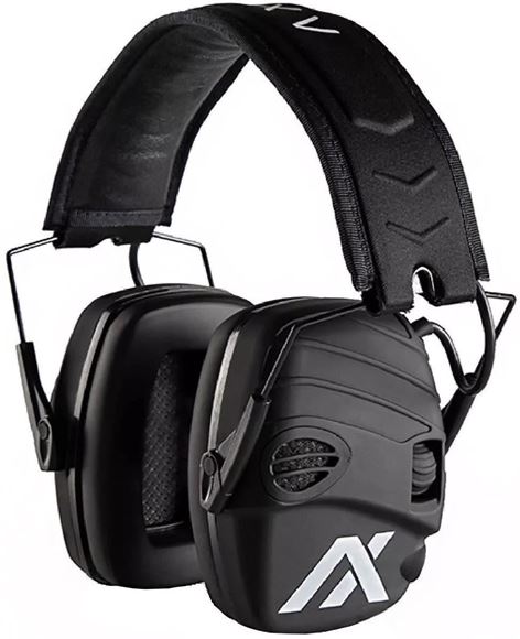 Picture of Axil TRACKR Series Electronic Ear Muffs, 25 dB NRR, Enhance 8x Hearing, Automatically Blocks Sounds Over 85 dB, Audio Input Jack, Black, x2 AAA Batteries