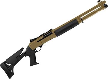 Picture of Canuck Elite Operator Semi Auto Shotgun - 12ga, 3", 18.5", Desert Tan, Black Synthetic Telescoping Stock & Spare Pistol Grip Fixed Stock, Ghost Ring Sights w/ 1913 Rail, 5x Mobil Chokes