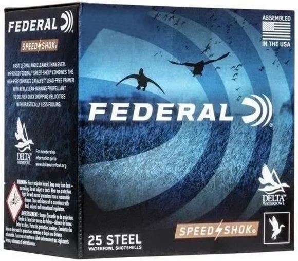 Picture of Federal WF208 4 Speed-Shok Waterfowl Shotshell 20 GA, 2-3/4 in No. 4, 3/4oz, 3.19 Dr, 1425 fps, 25 Rnd per Box