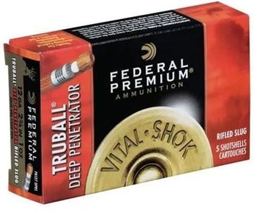 Picture of Federal Premium Vital-Shok TruBall Deep Penetrator Rifled Slug Load Shotgun Ammo - 12Ga, 2-3/4", Max Dram, 1oz, Truball Rifled Slug, 5rds Box, 1350fps