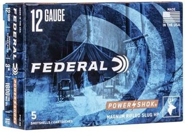 Picture of Federal Power-Shok Shotgun Ammo - 12Ga, 2-3/4", Max DE, 1oz, Rifled Slug HP, 5rds Box