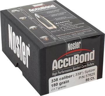 Picture of Nosler Bullets, AccuBond - 338 Caliber (.338"), 180Gr, Spitzer, 50ct Box