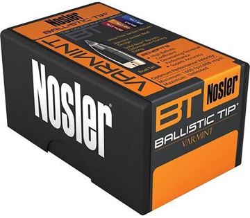 Picture of Nosler 34992 Rifle Bullets 22 Cal 60gr Ballistic Tip Varmint Spitzer/Orange Tip 100 bx