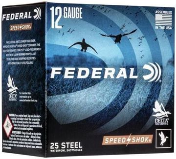 Picture of Federal Speed-Shok Waterfowl Load Shotgun Ammo - 12Ga, 2-3/4", 1-1/8oz, #3, Steel, 1500fps, 25rds Box