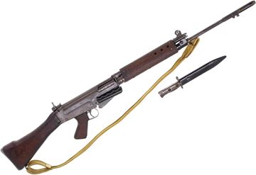 Picture of Used Lithgow L1A1 FN FAL Semi-Auto 7.62x51mm, 21" Barrel, Wood Stock, Carry Handle, Singapore Police Force Stamp On Receiver, With Bayonet, One Mag, Good Condition, s.12(5) Class Prohibited