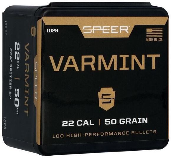 Picture of Speer 1029 Varmint Hunting Jacketed SP Bullets, 224-50-GR SPTZ SP, 100 Ct