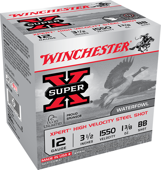 Picture of Winchester WEX12LBB Super-X Xpert Shotshell 12 GA, 3-1/2 in, No. BB 1-3/8oz, 1550 fps, 25 Rnd per Box