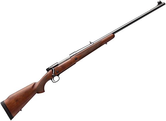 Picture of Winchester Model 70 Alaskan Bolt Action Rifle - 375 H&H, 25", Cold Hammer-Forged Free-Floating, Brushed Polish, Satin Grade I Walnut Monte Carlo Stock, 3rds, Hooded Gold Bead Front & Folding Adjustable Rear Sights