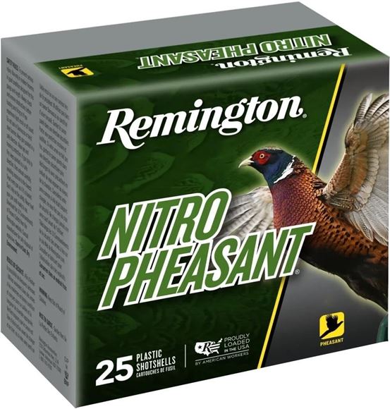 Picture of Remington Upland Loads, Nitro Pheasant Loads Shotgun Ammo - 12Ga, 2-3/4", 1-3/8oz, #4, Copper-Lokt Copper-Plated Lead Shot, 25rds Box, 1300fps