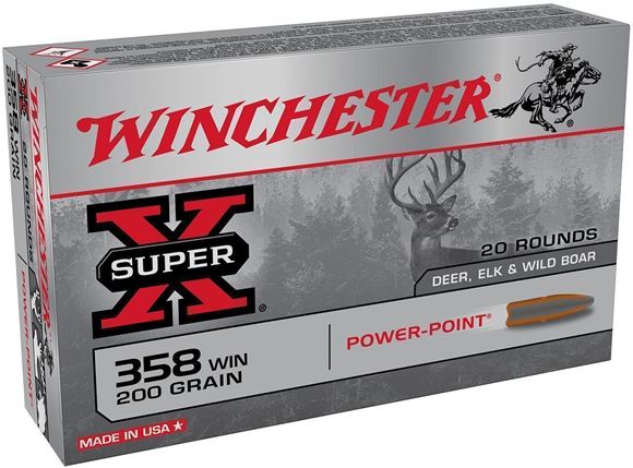 Picture of Winchester X3582 Super-X Rifle Ammo 358 Win, Power-Point, 200 Grain 20Rnd