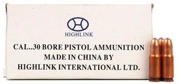 Picture of Norinco Highlink Pistol Ammunition - 7.62x25 Tokarev, 85Gr, FMJ, 50rd Commercial White Box