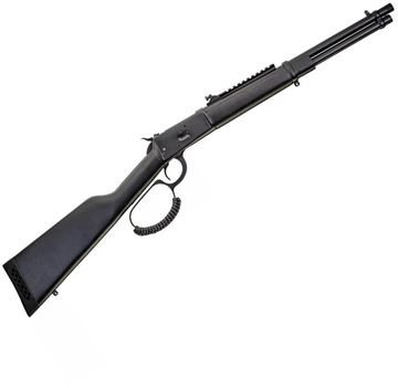 Picture of Rossi R92 Lever Action Rifle - 44 Mag, 16.5", Black Cerakote Barrel And Receiver, Threaded, Black Wood Stock With Black Splatter Paint, Picatinny rail, Adjustable Rear Peep Sight, 8rds