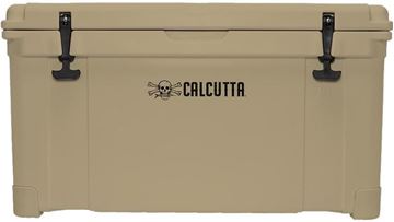 Picture of Calcutta Containers, Cooler - Renegade Performance 75 Litre Cooler, Tan Color, EZ-Lift Rope Handle, LED Drain Plug, w/ Removable Tray & Divider, 34.1"Lx17.4"Wx19.1"H