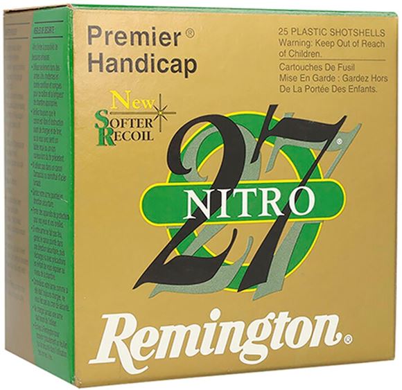 Picture of Remington Target Loads Premier Nitro 27 Handicap Target Loads Shotgun Ammo - 12Ga, 2-3/4", HDCP DE, 1-1/8oz, #8, Extra Hard STS Target Shot, 250rds Case, 1235fps