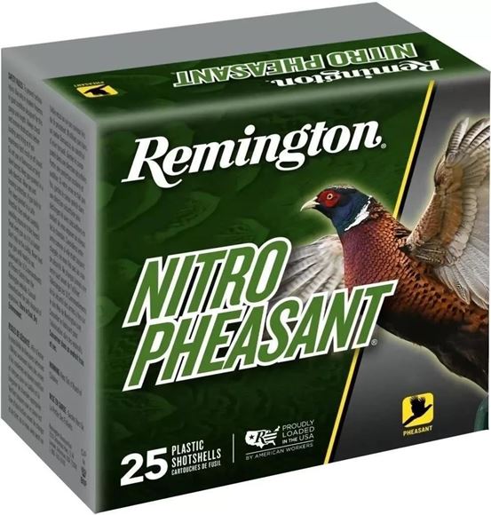 Picture of Remington Upland Loads, Nitro Pheasant Load Shotgun Ammo - 12Ga, 2-3/4", 1-3/8oz, #5, Copper-Lokt Copper-Plated Lead Shot, 25rds Box, 1300fps