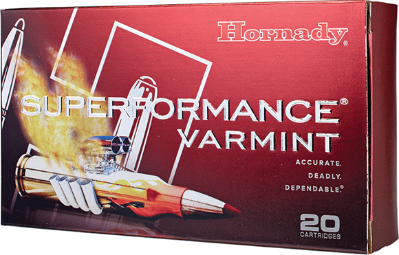 Picture of Hornady 8343 Superformance Varmint Rifle Ammo 243 WIN, V-MAX, 58 Grains, 3925 fps, 20, Boxed