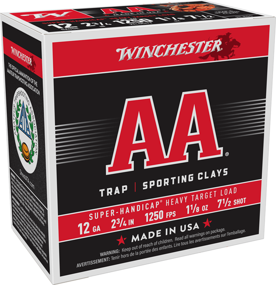 Picture of Winchester Target AA Super Handicap Shotgun Ammo -  12ga, 2 3/4", 3 Dram, 1-1/8 oz, #7.5 Shot, 1250 fps, HDCP, 25rds Box