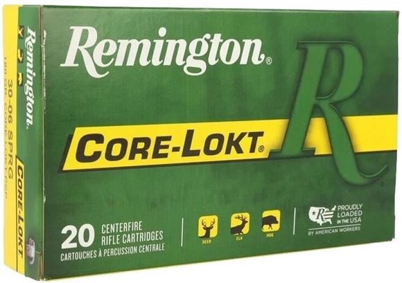 Picture of Remington Core-Lokt Centerfire Rifle Ammo - 30-06 Sprg, 180Gr, Core-Lokt, PSP, 20rds Box