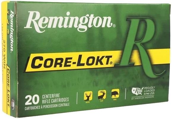 Picture of Remington Core-Lokt Centerfire Rifle Ammo - 270 Win, 130Gr, Core-Lokt, Pointed Soft Point, 200rds Case