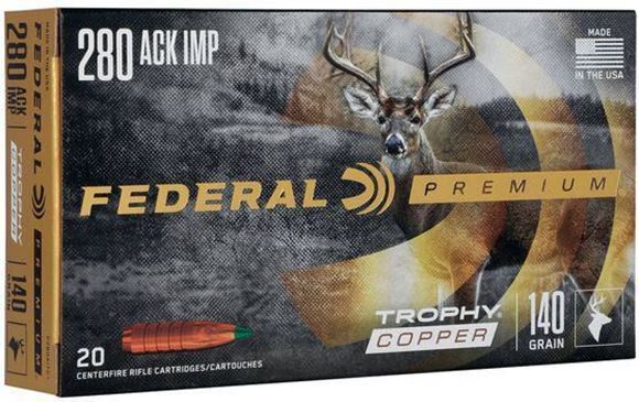 Picture of Federal Premium Trophy Copper Rifle Ammo - 280 Ackley Improved, 140Gr, PTHP, 20rds Box