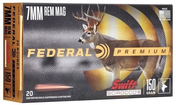 Picture of Federal Premium Premium Rifle Ammo - 7mm Rem Mag, 150Gr, Swift Scirocco 2, 20rds Box