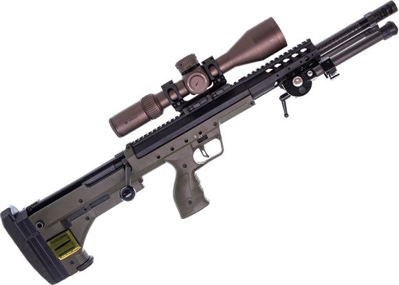 Picture of Used Desert Tech SRS A1 Bolt-Action Rifle, Multi Caliber, Blued, OD Green, 7 Barrel Set (2X 308 Win, 7mm Rem Mag, 300 Win Mag, 6.5 CM, 2X Unmarked) , Vortex Razor Gen II 4.5-27x56 Riflescope, LRA Bipod, Hard Case, 3 Magazines, Good Condition