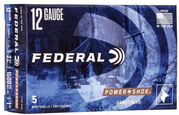 Picture of Federal Power-Shok Shotgun Ammo - 12Ga, 2-3/4", 1oz, Sabot Slug HP, 1500fps, 5rds Box