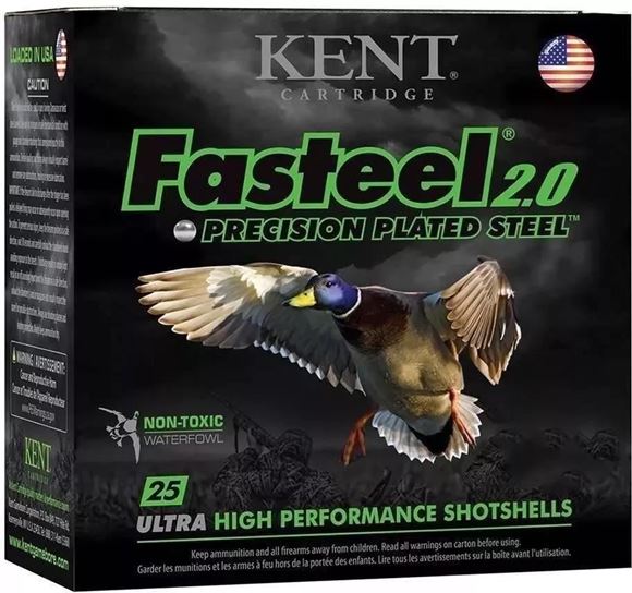 Picture of Kent Fasteel 2.0 Precision Plated Steel Waterfowl Shotgun Ammo - 12Ga, 3-1/2", 1-3/8oz, 2, 25rds Box, 1550fps, Non-Toxic