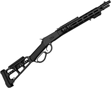 Picture of Canuck Wrangler Black Out Lever Action Rifle - 357 Mag, 16.5", 1/2-28 Threaded, Black Steel Receiver With Picatinny rail, Skeletal stock with shell holders and adj cheek