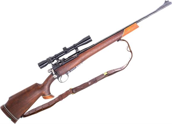 Picture of Used Lee Enfield No4 Mk1 Sporter Bolt-Action Rifle, 303 British, 22" Barrel, Blued, Custom Wood Stock, Aim Master 3-9x32mm Riflescope, 1 Magazine, Good Condition