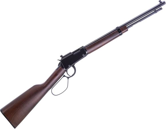 Picture of Used Henry Small Game Lever-Action Carbine, 22 WMR, 17" Octagonal Barrel, Blued, Wood Stock, Skinner Peep Sight, Original Box, Very Good Condition