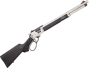 Picture of Smith & Wesson Model 1854 Lever-Action Rifle - 44 Rem Mag, 19.25" 11/16"-24 Threaded Barrel, Stainless, Black Synthetic Stock, Flat Trigger, M-LOK Forend With Picatinny Top Rail, Adjustable XS Ghost Ring Sights With Gold Bead Front, 9+1 rds